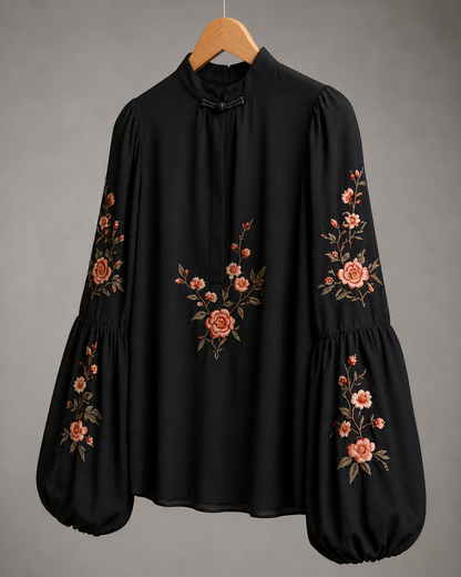 Ruffle Trim Peasant Blouse