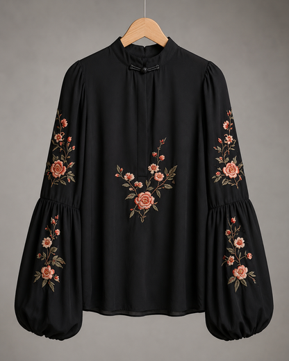 Ruffle Trim Peasant Blouse