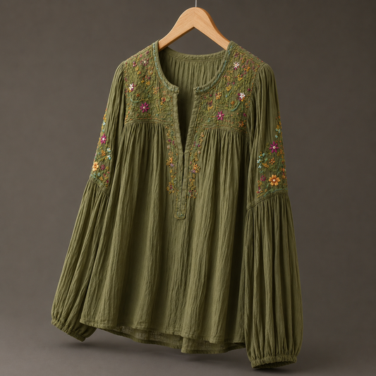 Printed Wrap Blouse